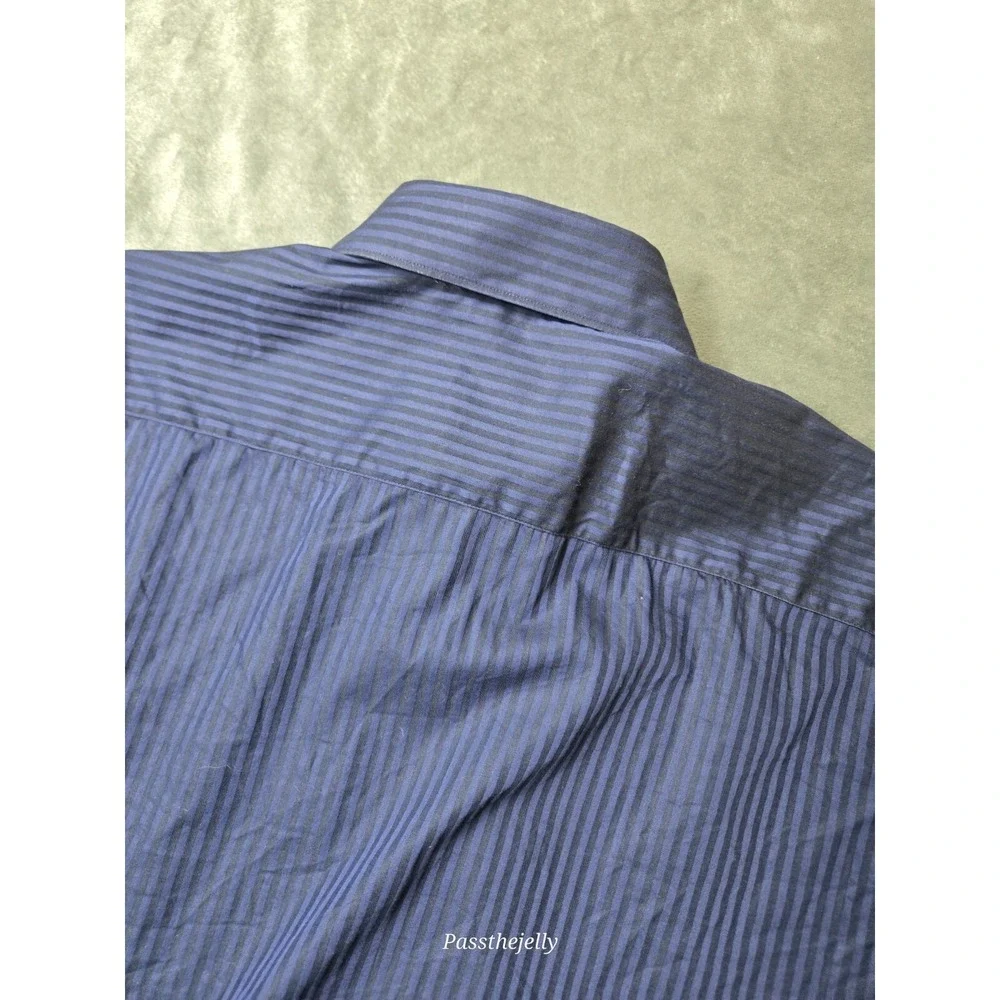Z Zegna Dress Shirt Mens Large 41 16‎ Button Stripe Long Sleeve Vertical Italy